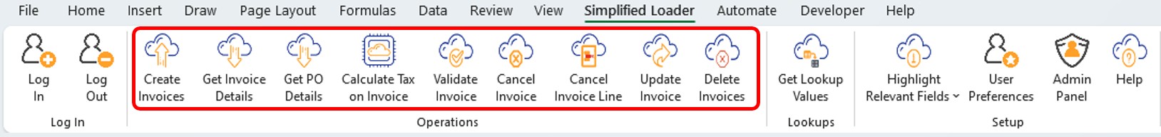 Operations - Simplified Loader Excel for Oracle Fusion Cloud ERP